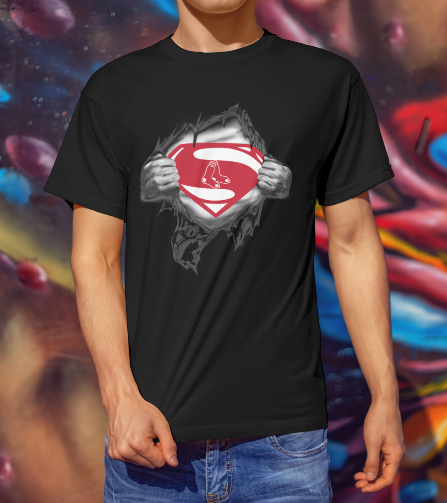 Superman Boston Red Sox 26 Logo Crossover T-Shirt