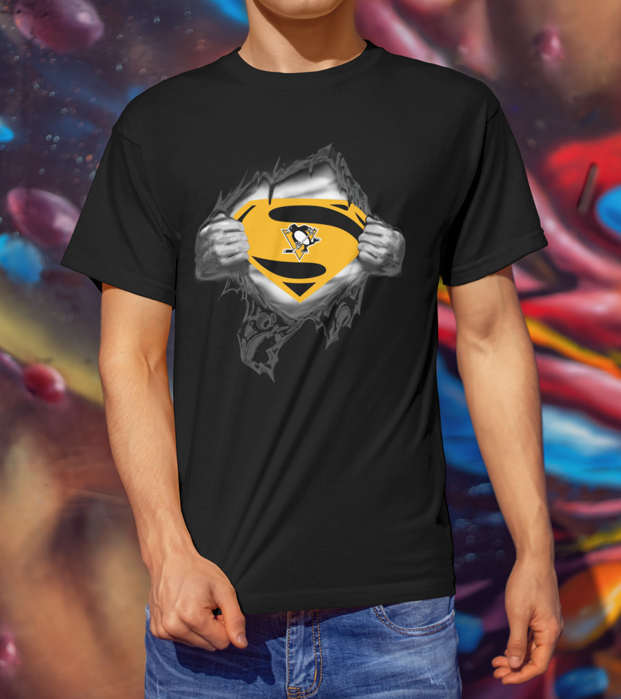 Superman Pittsburgh Penguins Logo Emblem T-Shirt