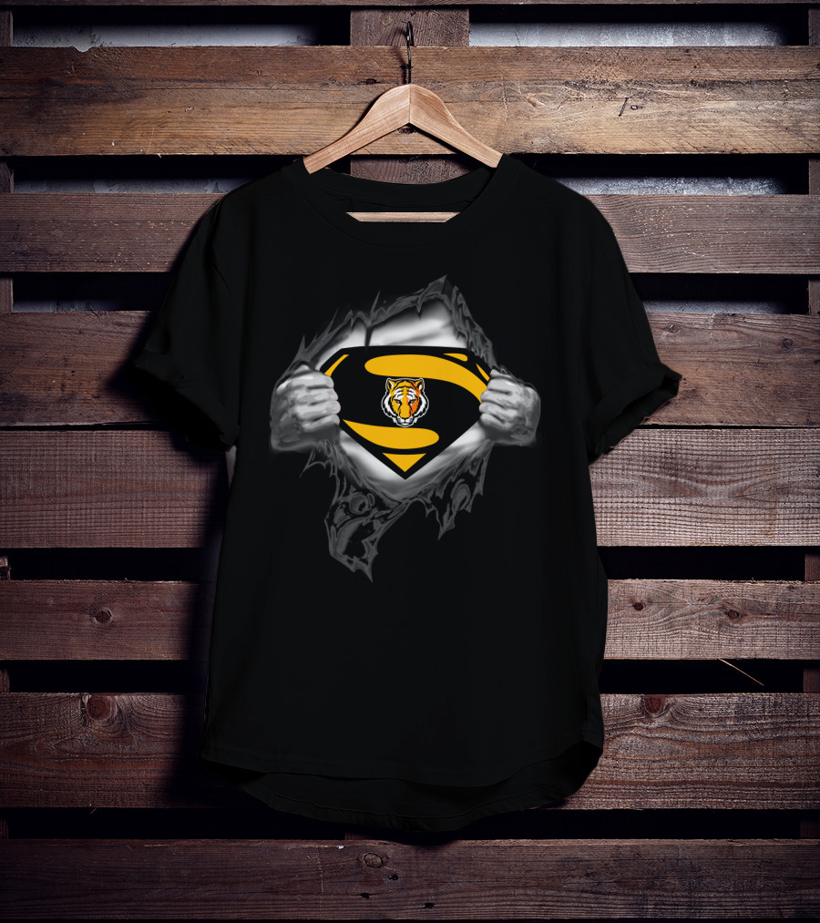 Superman Logo Style With Depauw Tigers Emblem T-Shirt