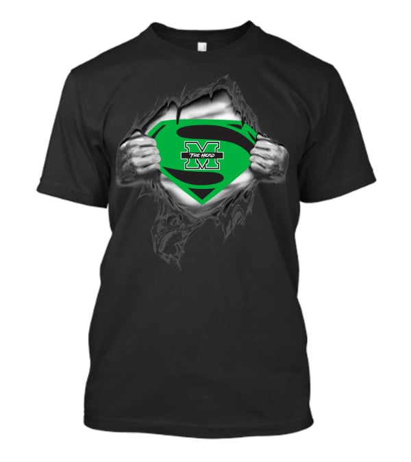 The Herd Marshall Thundering Herd Superman Logo Tear Open T-Shirt