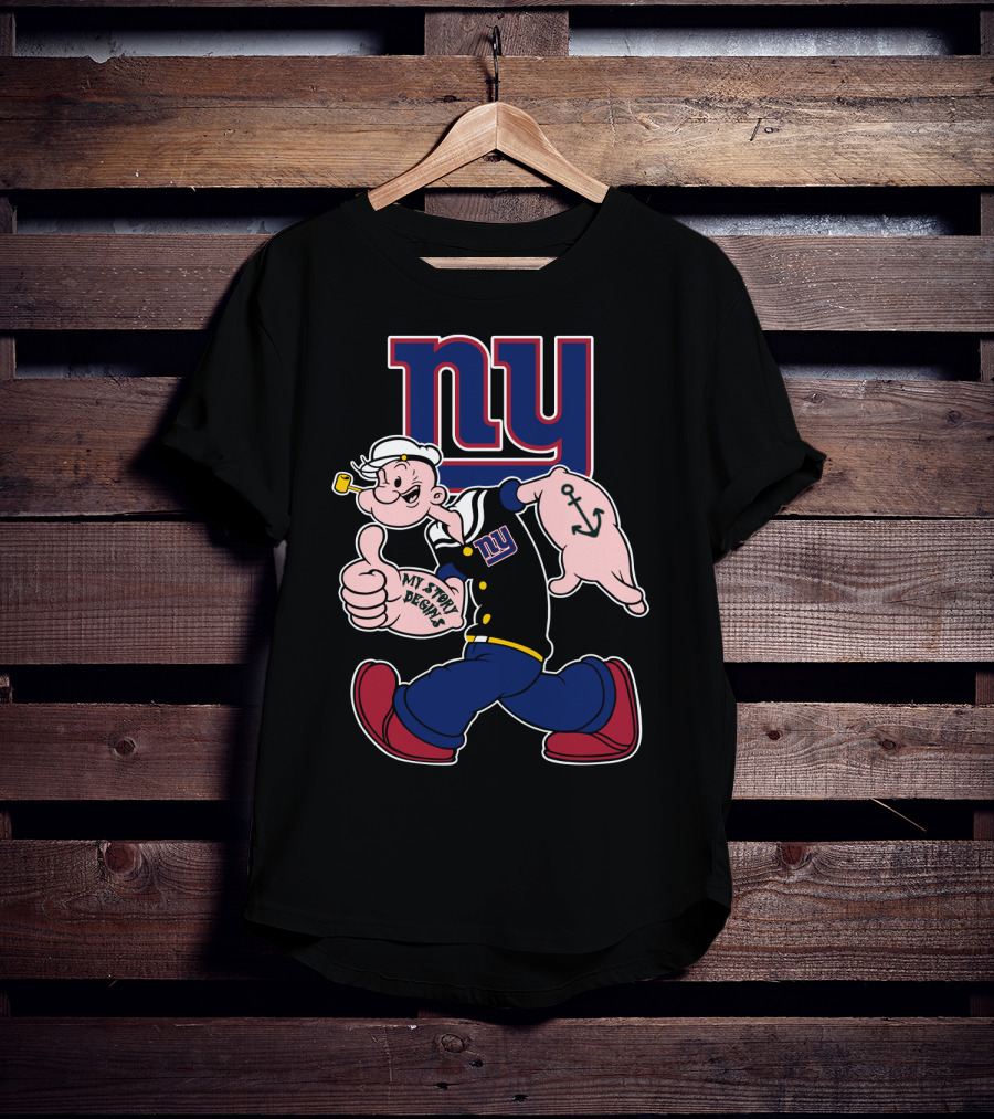 Popeye Thumbs Up My Story Designs New York Giants T-Shirt