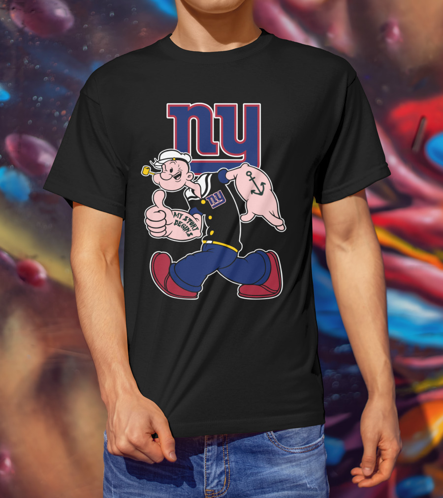 Popeye Thumbs Up My Story Designs New York Giants T-Shirt