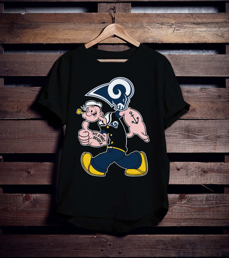 Popeye Thumbs Up Los Angeles Rams My Story Begins T-Shirt
