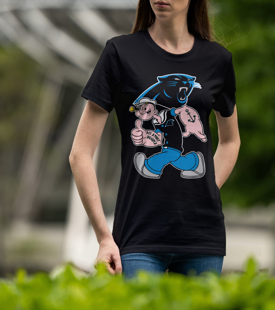 Carolina Panthers My Story Designs Popeye Anchor T-Shirt