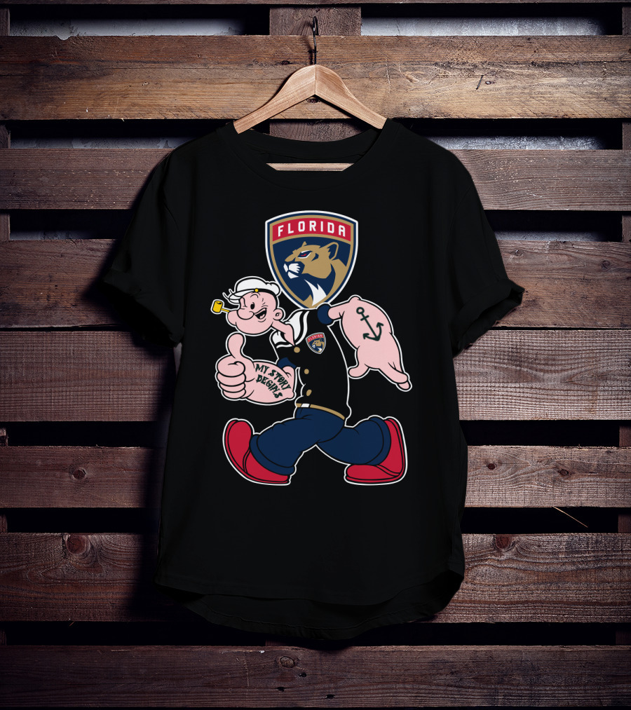 Florida Panthers Popeye Anchor Patch Thumbs Up T-Shirt