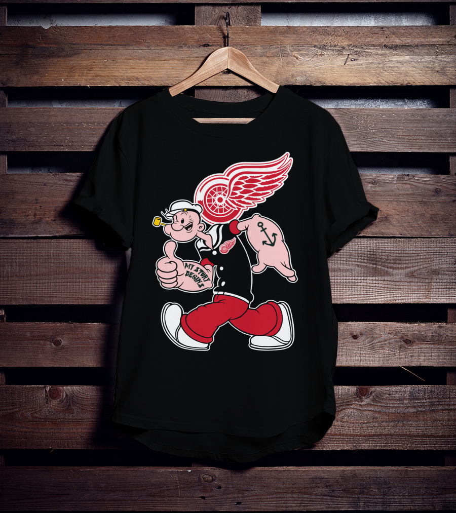 Popeye Detroit Red Wings My Story Begins Anchor 81 T-Shirt