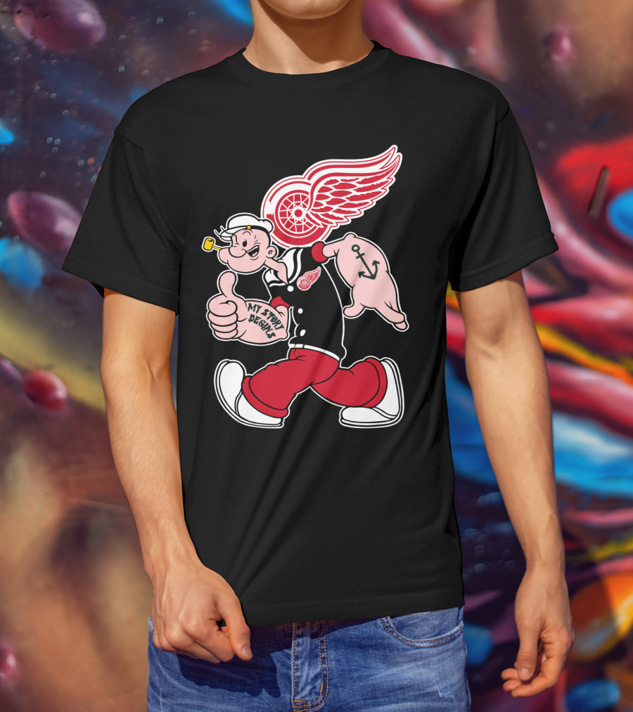 Popeye Detroit Red Wings My Story Begins Anchor 81 T-Shirt
