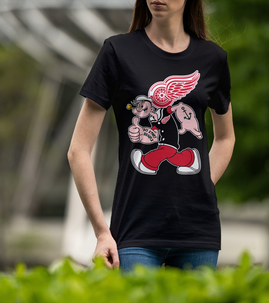 Popeye Detroit Red Wings My Story Begins Anchor 81 T-Shirt