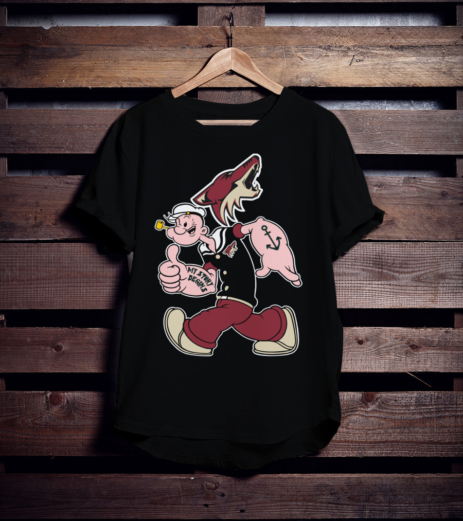 Popeye My Story Design Arizona Coyotes Logo 91 Anchor T-Shirt