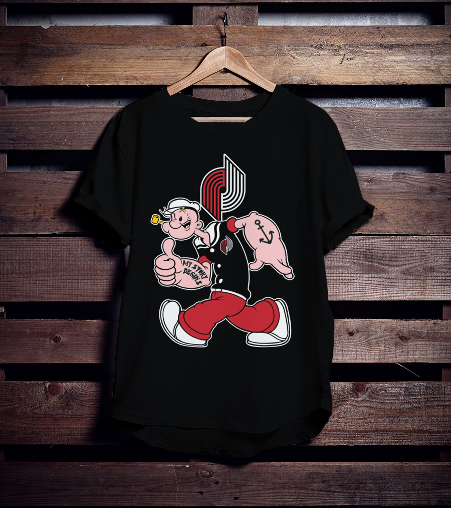 Portland Trail Blazers My Story Design Popeye Anchor Logo 98 T-Shirt