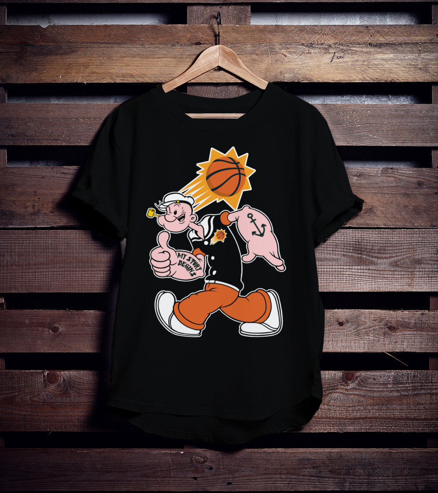 My Story Designs Phoenix Suns Popeye Basketball Anchor Thumbs Up T-Shirt