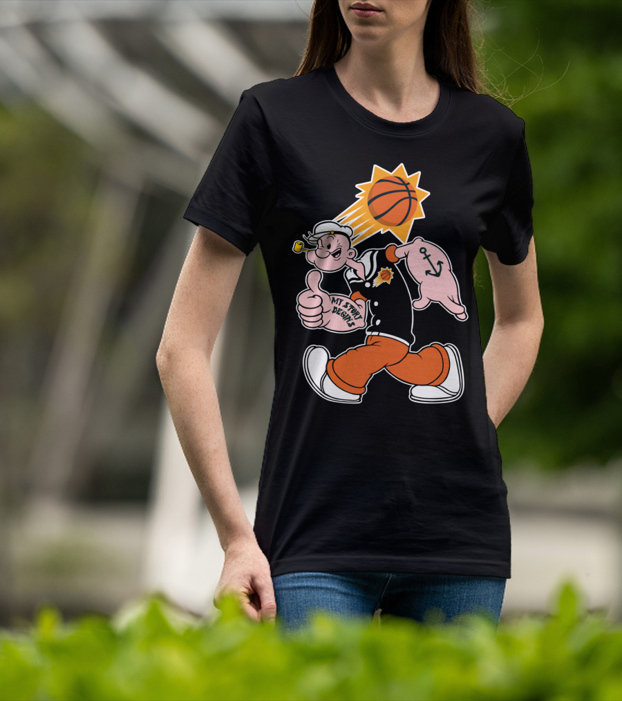 My Story Designs Phoenix Suns Popeye Basketball Anchor Thumbs Up T-Shirt