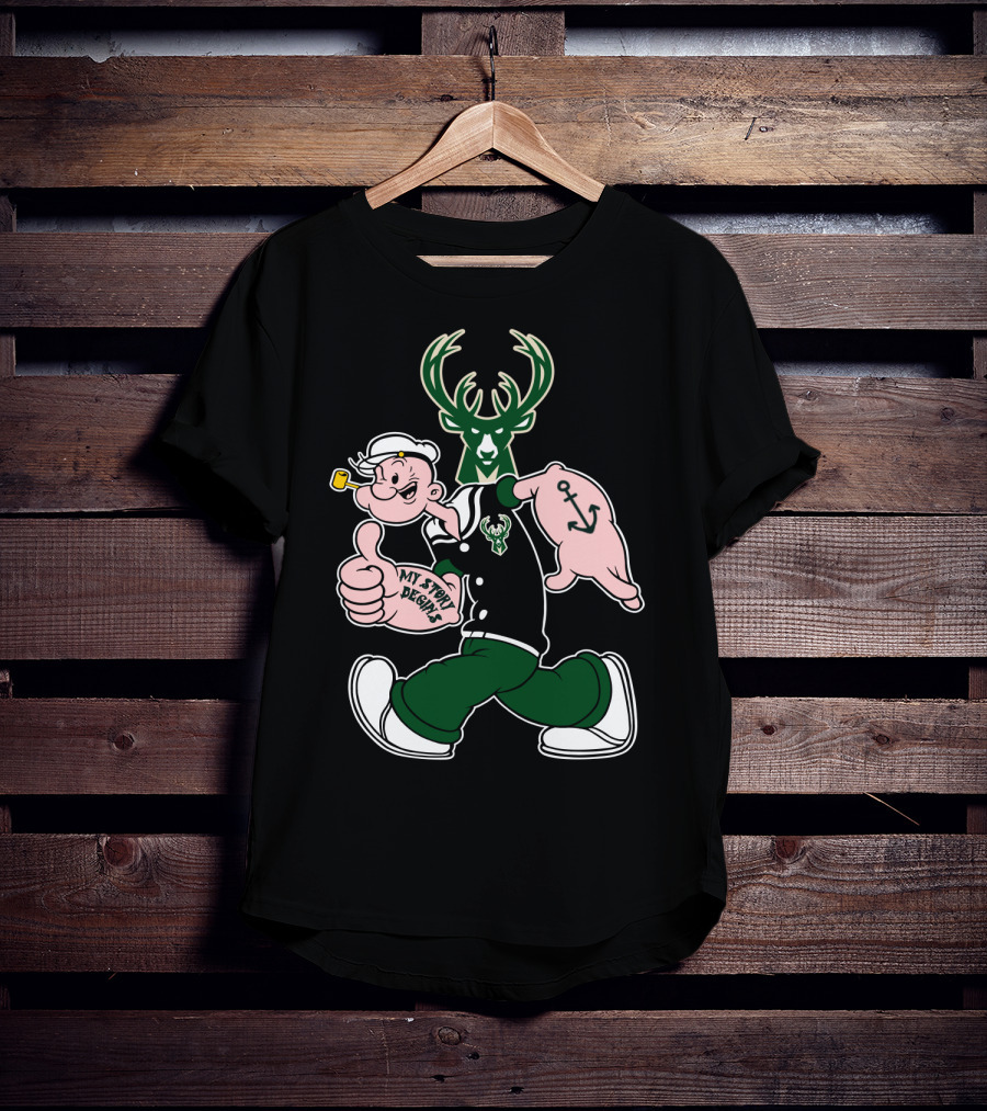 Milwaukee Bucks My Story Designs Popeye Bucks T-Shirt