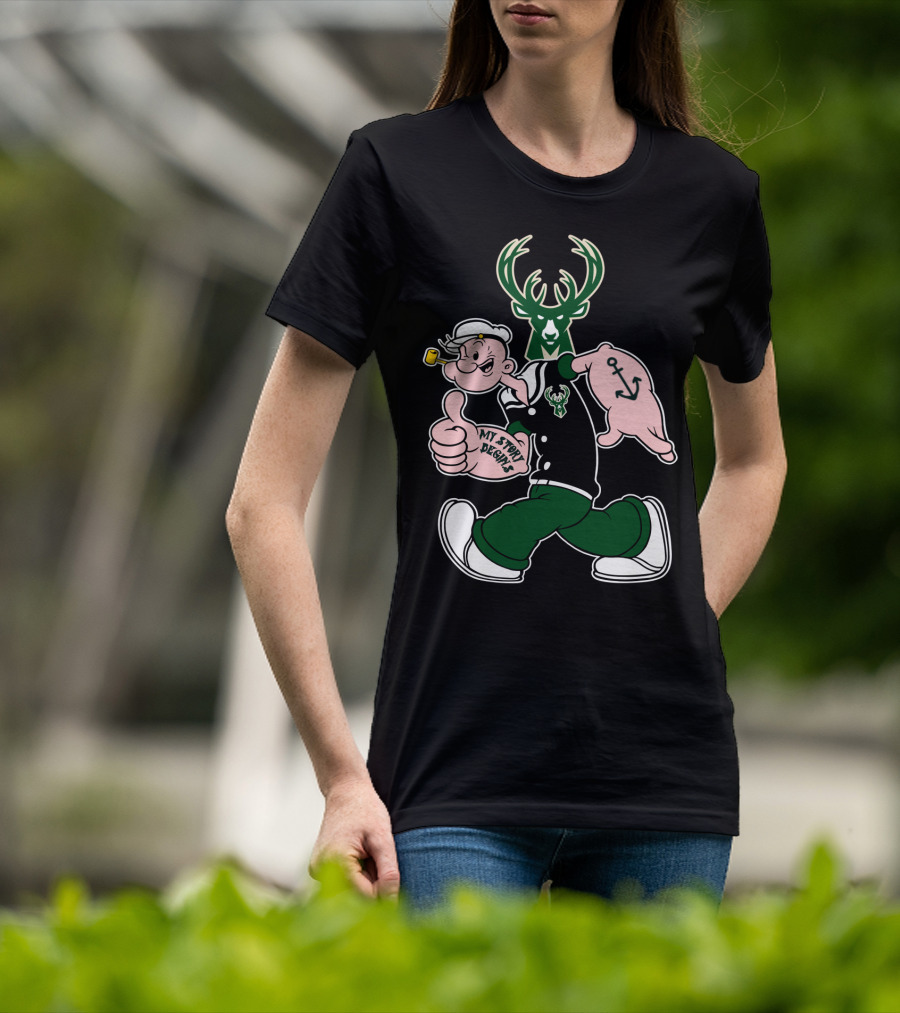 Milwaukee Bucks My Story Designs Popeye Bucks T-Shirt
