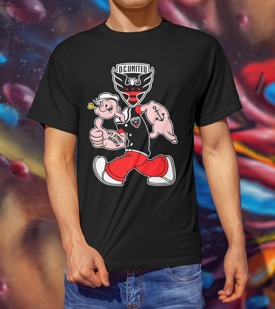 D.c. United My Story Begins Popeye Anchor Tattoo Sporty Style T-Shirt