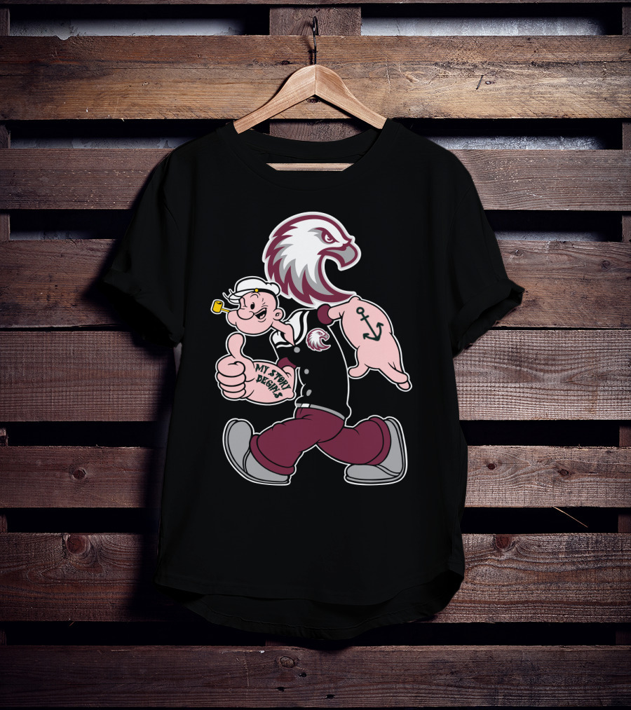 Augsburg Auggies My Story Designs Popeye Eagle Anchor T-Shirt