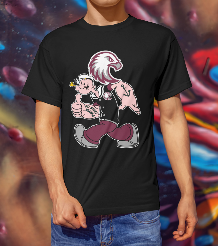 Augsburg Auggies My Story Designs Popeye Eagle Anchor T-Shirt