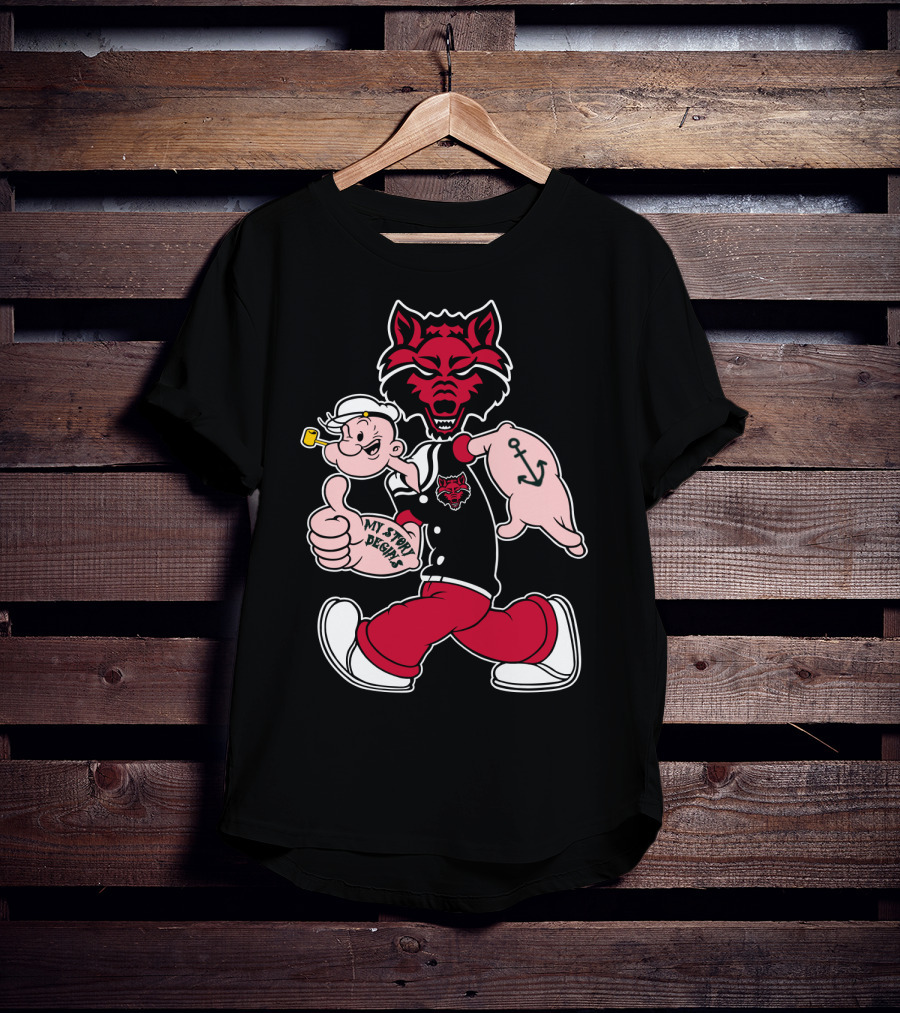 Arkansas State Red Wolves My Story Designs Popeye Anchor T-Shirt