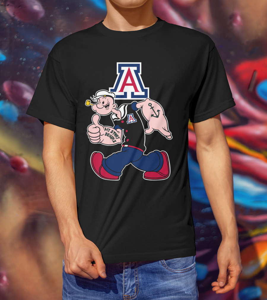 Arizona Wildcats Popeye Anchor My Story Begins Vintage Style T-Shirt