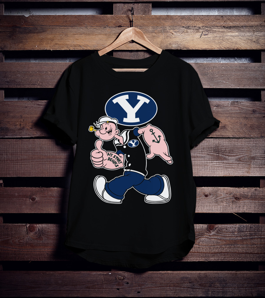 Byu Cougars Y Logo My Story Begins Popeye Sailor Anchor T-Shirt