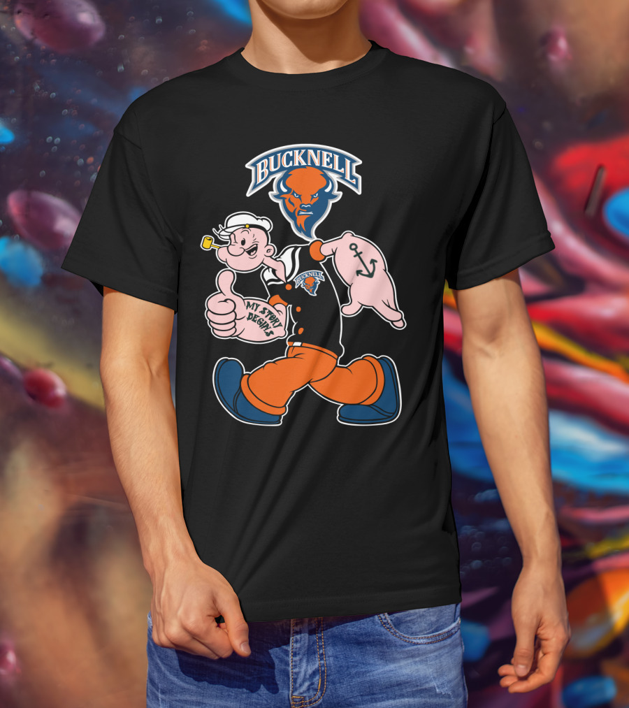 Bucknell Bison Popeye My Story Begins Anchors T-Shirt
