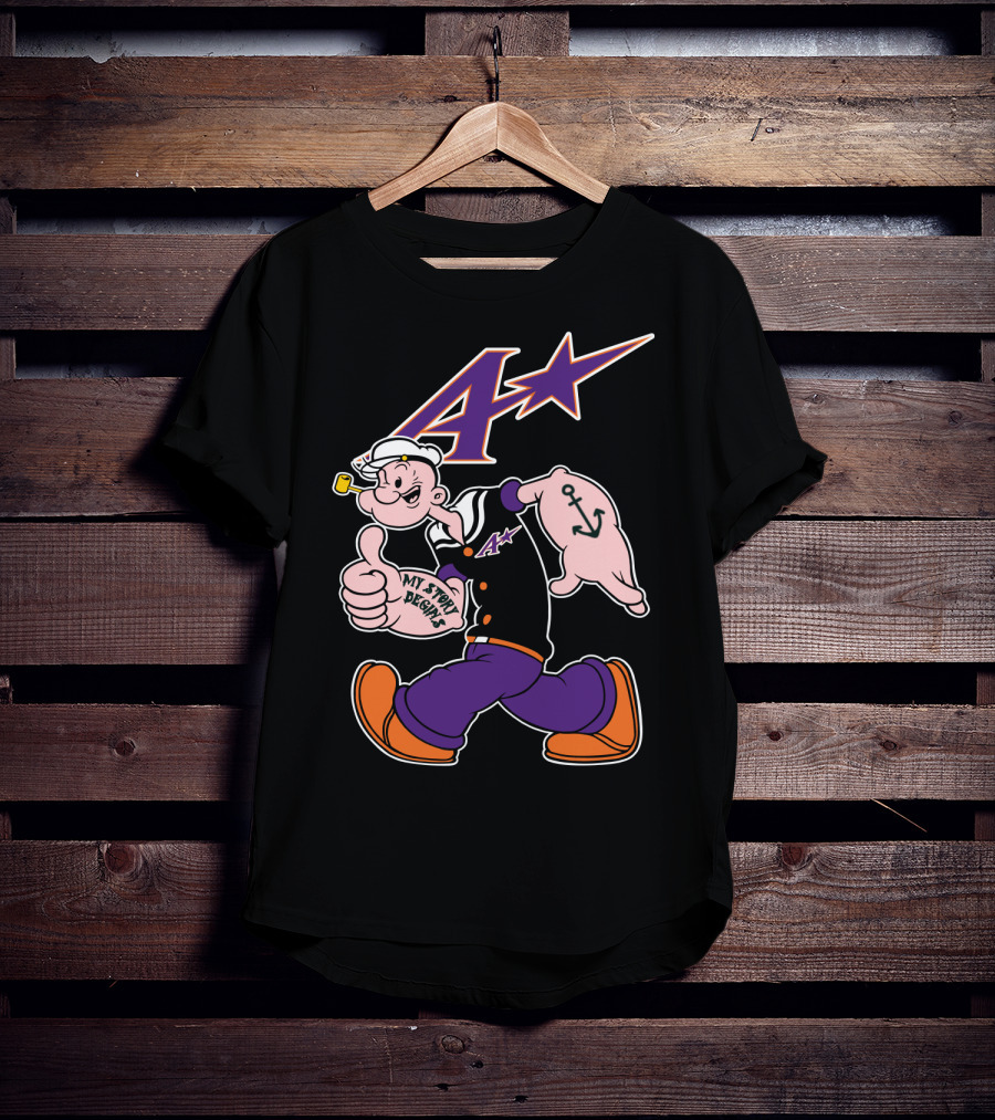 Popeye Purple Aces Evansville My Story Designs Anchor T-Shirt