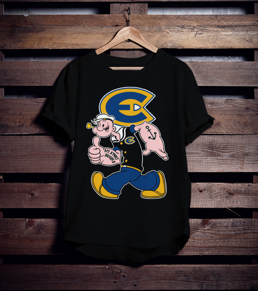 Eau Claire Blugolds Popeye Character With Anchor And Classic Navy Outfit T-Shirt
