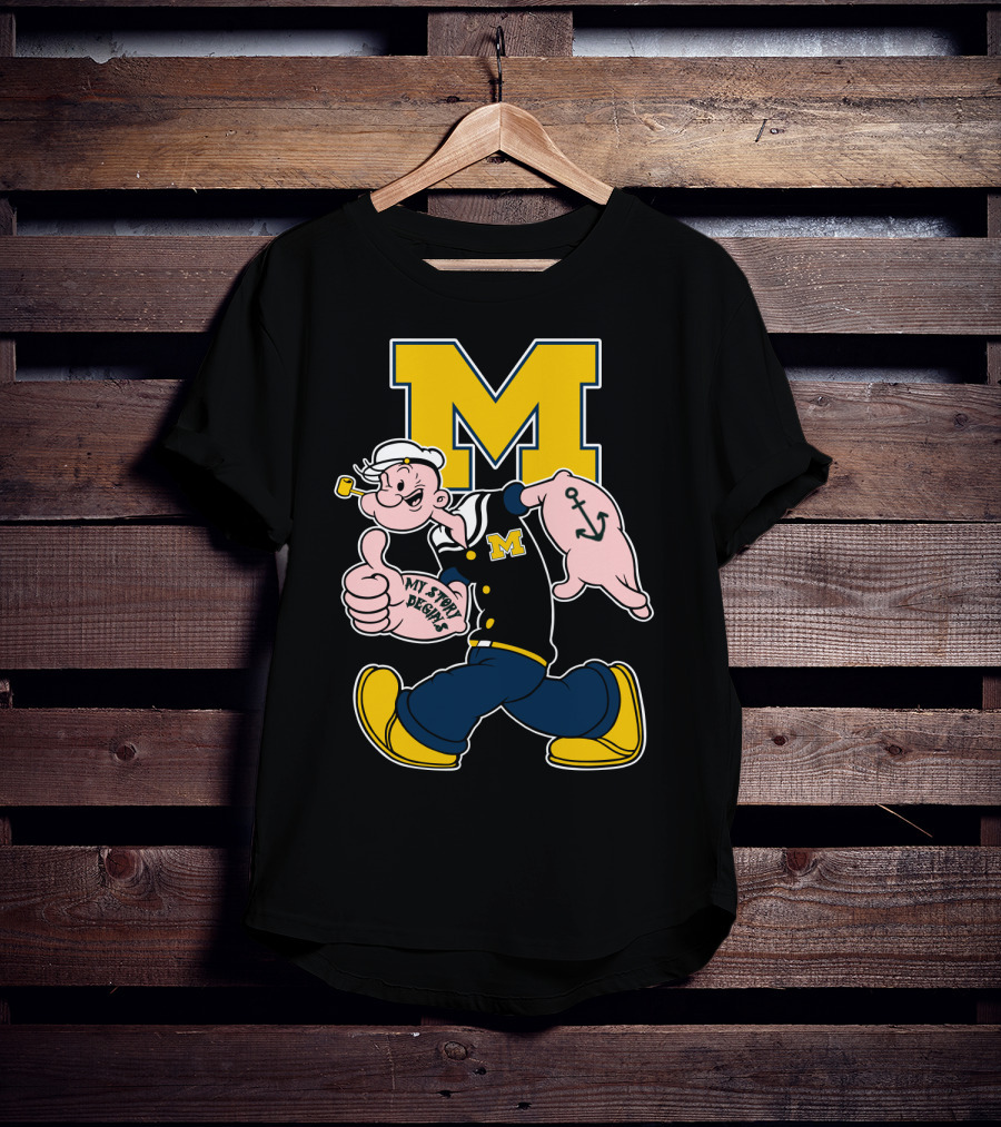 M Michigan Wolverines Popeye My Story Begins T-Shirt