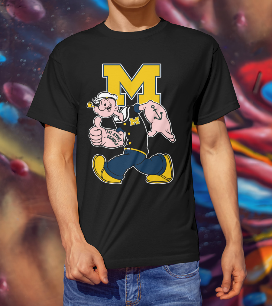M Michigan Wolverines Popeye My Story Begins T-Shirt