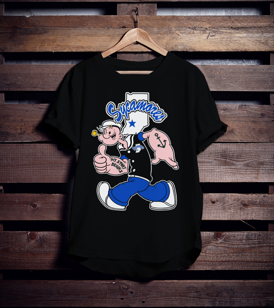 Sycamore Indiana State Sycamores My Story Begins Popeye Anchor T-Shirt