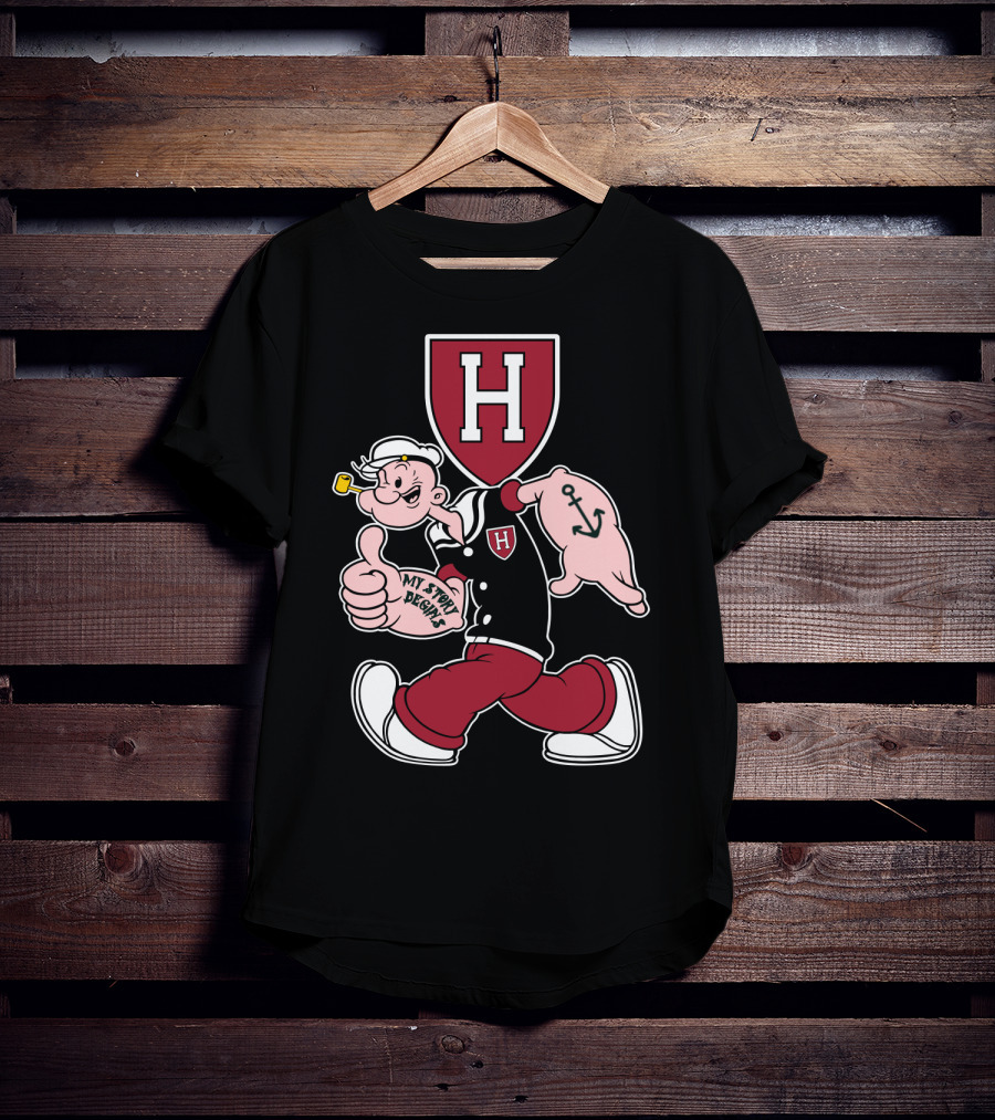 Harvard Crimson Popeye My Story Designs T-Shirt