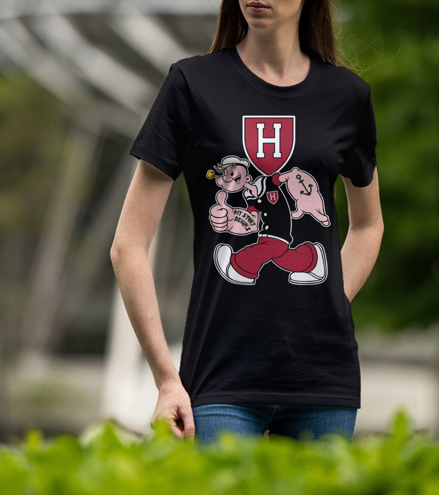 Harvard Crimson Popeye My Story Designs T-Shirt