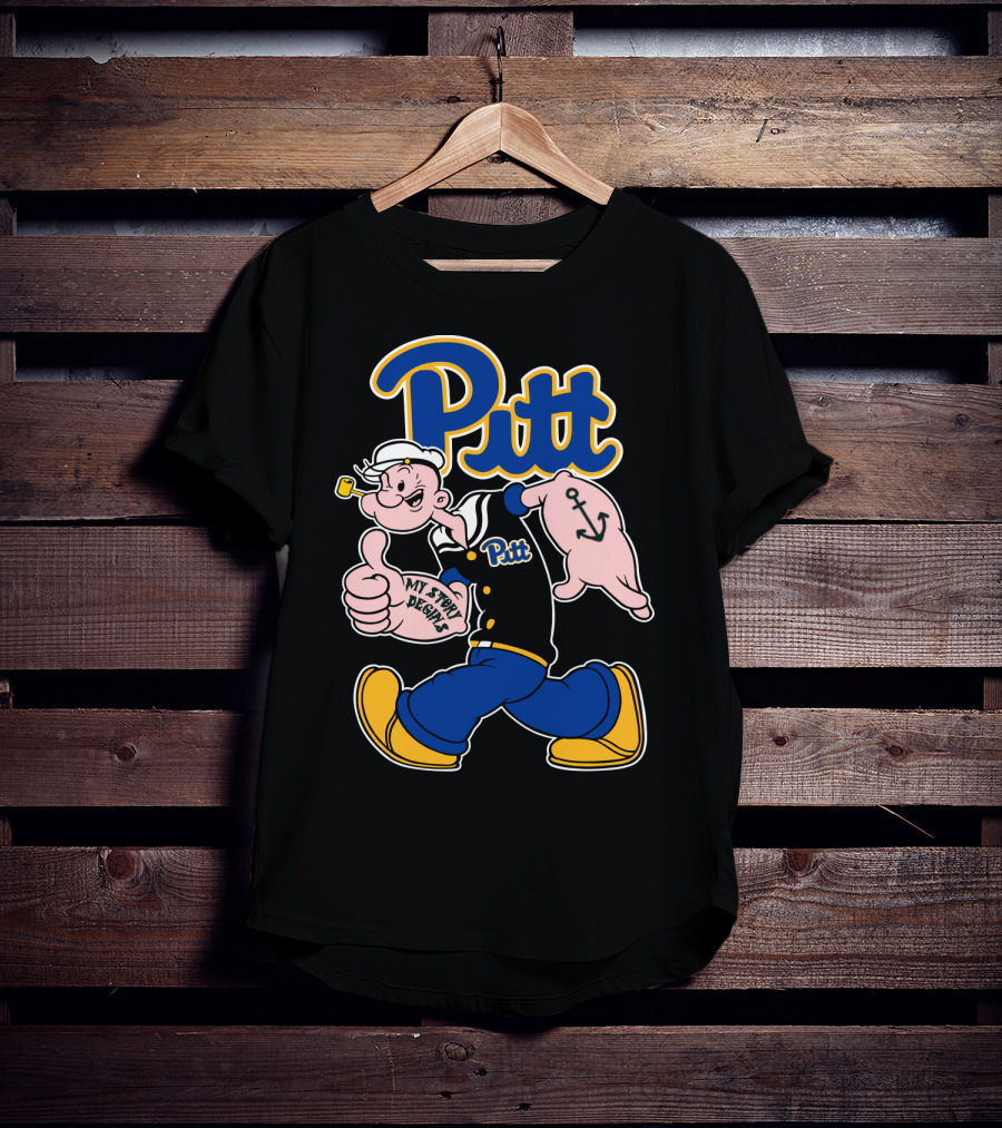 Pitt Panthers Sailor Character Thumbs Up Anchor Tattoo T-Shirt