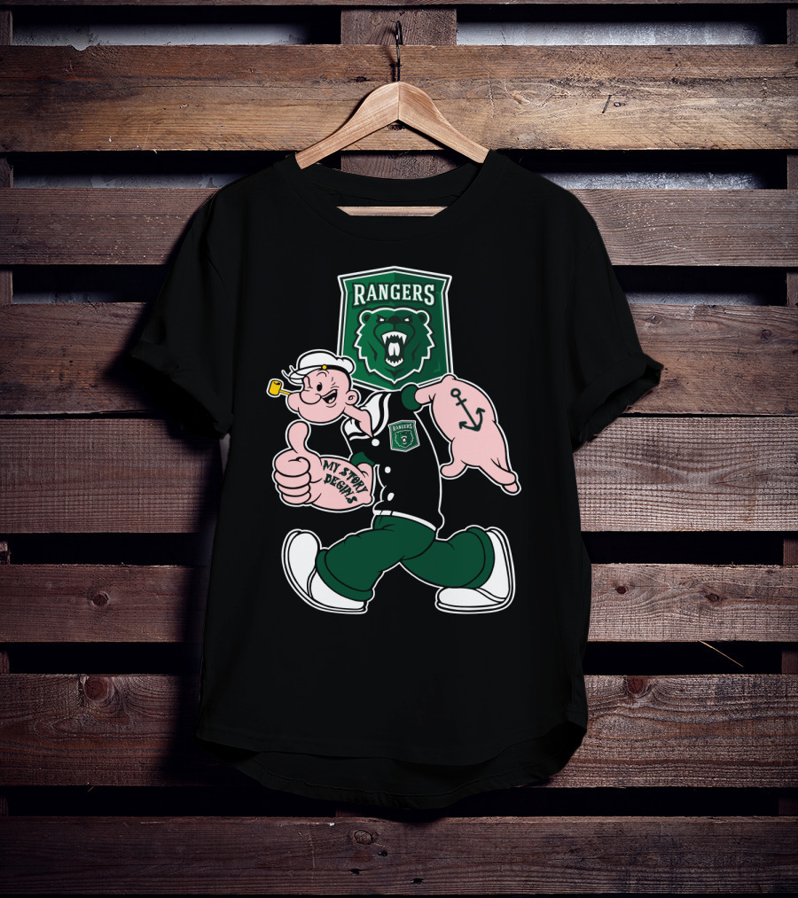 Parkside Rangers My Story Begins Popeye Cartoon Bear Anchor T-Shirt