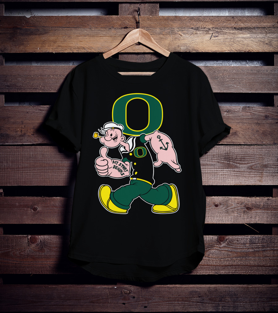 Popeye Style Oregon Ducks O Logo 302 My Story Begins T-Shirt