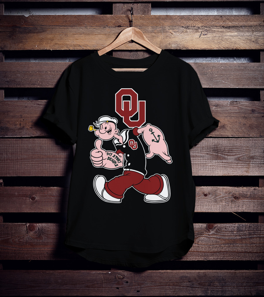 Ou Oklahoma Sooners Popeye Anchor Thumbs Up T-Shirt