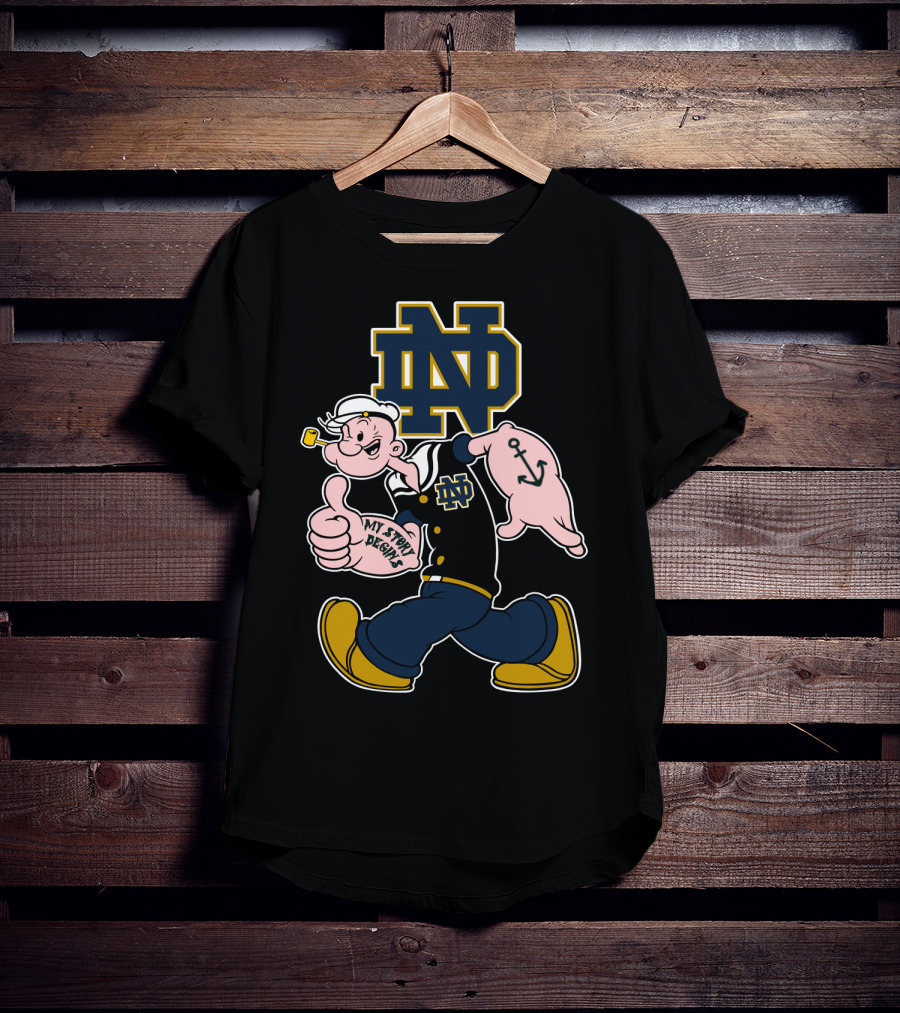 Notre Dame Fighting Irish Nd Popeye My Story Begins T-Shirt