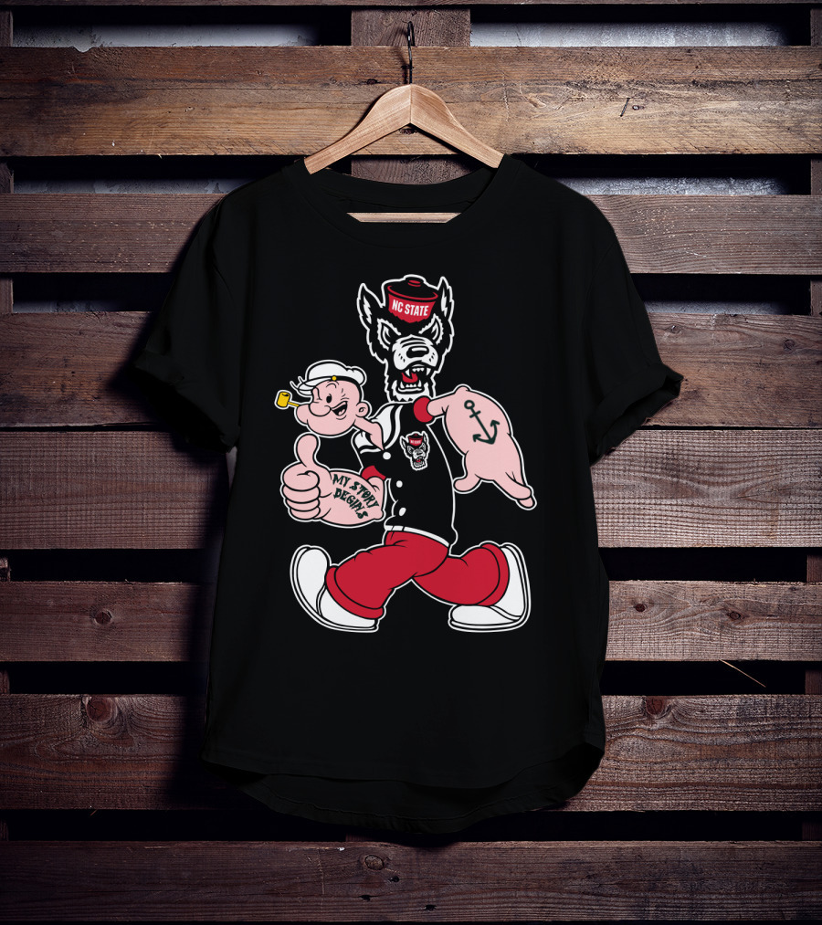 Nc State Wolfpack Popeye Mashup By My Story Designs T-Shirt