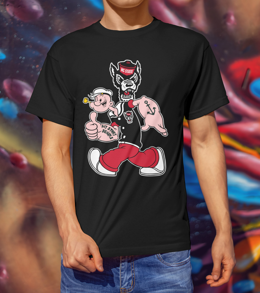 Nc State Wolfpack Popeye Mashup By My Story Designs T-Shirt