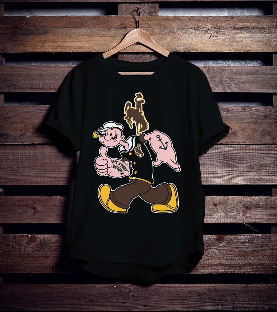 Wyoming Cowboys My Story Designs Popeye Anchor T-Shirt