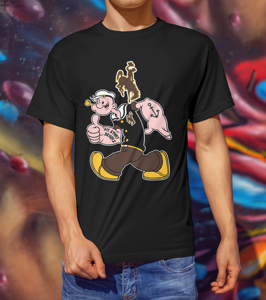 Wyoming Cowboys My Story Designs Popeye Anchor T-Shirt