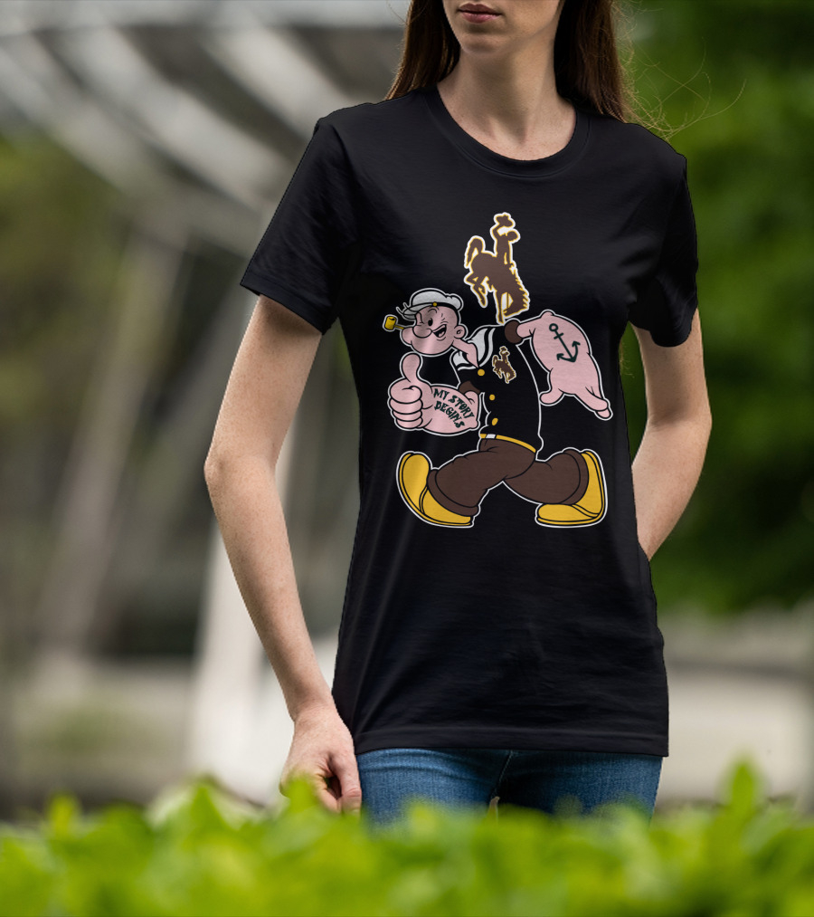 Wyoming Cowboys My Story Designs Popeye Anchor T-Shirt