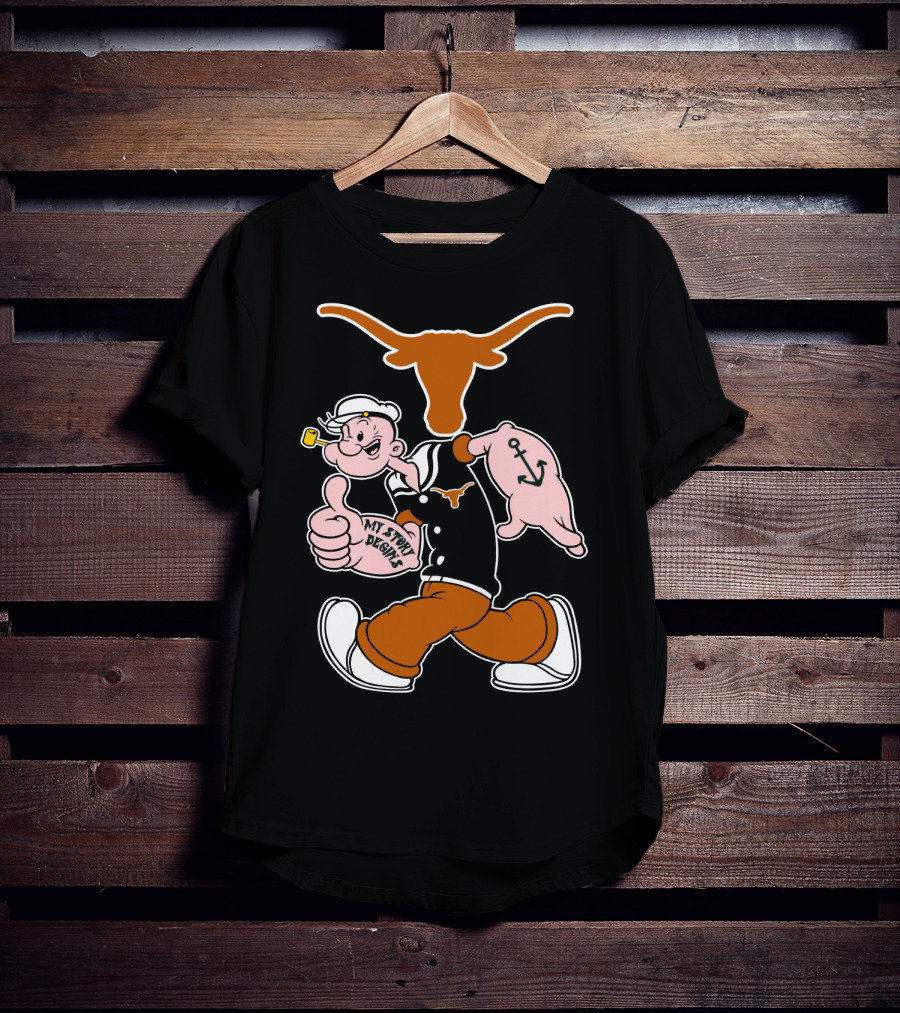 My Story Designs Texas Longhorns Popeye Anchored Thumbs Up T-Shirt
