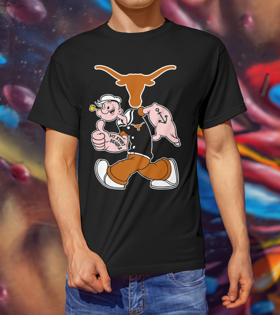 My Story Designs Texas Longhorns Popeye Anchored Thumbs Up T-Shirt