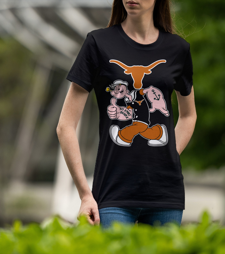 My Story Designs Texas Longhorns Popeye Anchored Thumbs Up T-Shirt