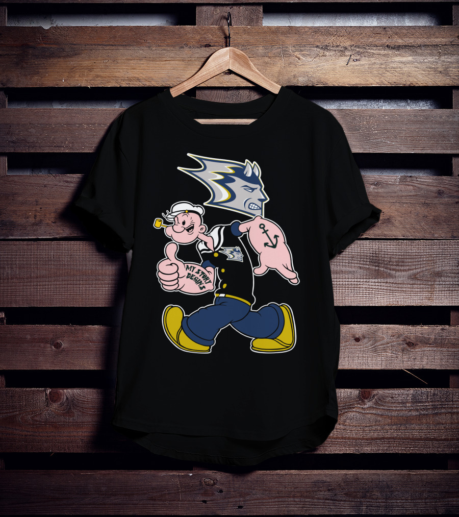 Stout Blue Devils Popeye My Story Designs Anchor T-Shirt