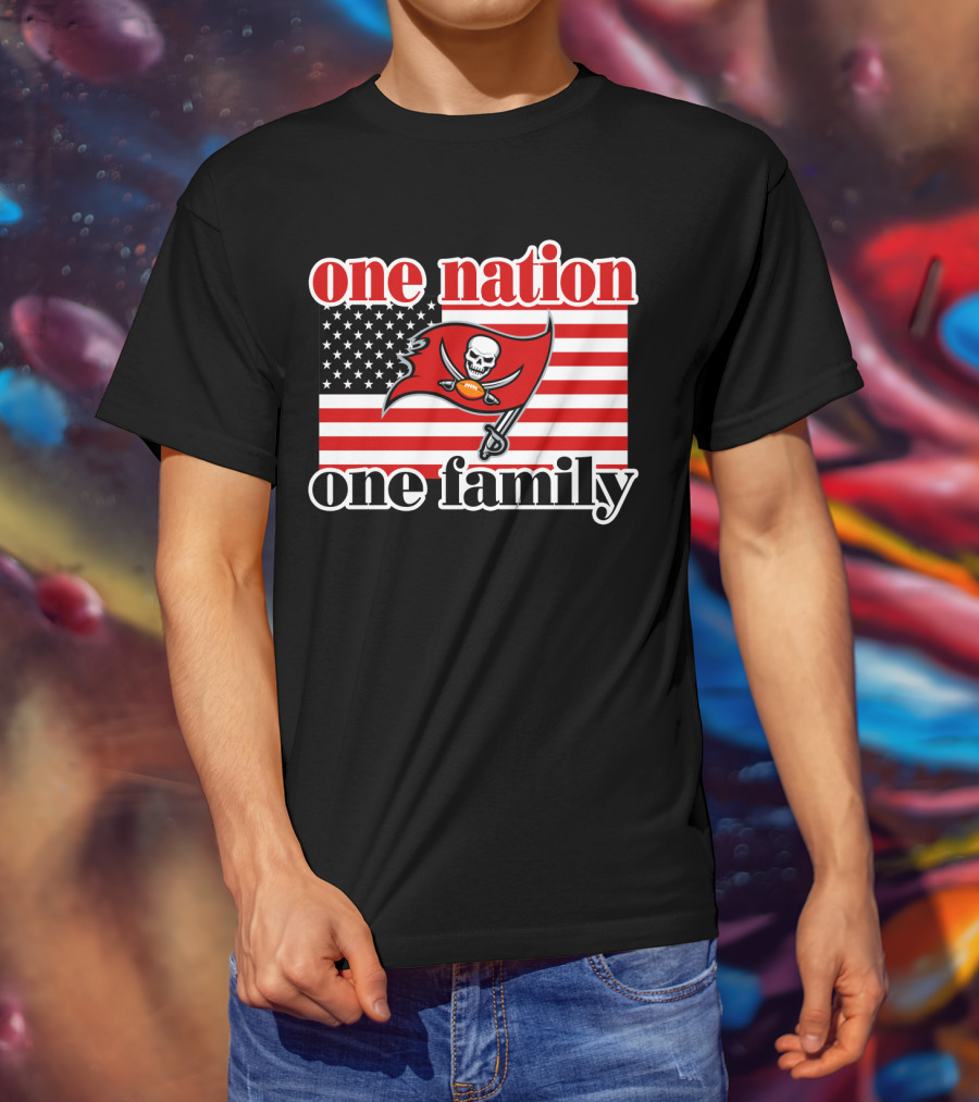 One Nation One Family Tampa Bay Buccaneers American Flag T-Shirt