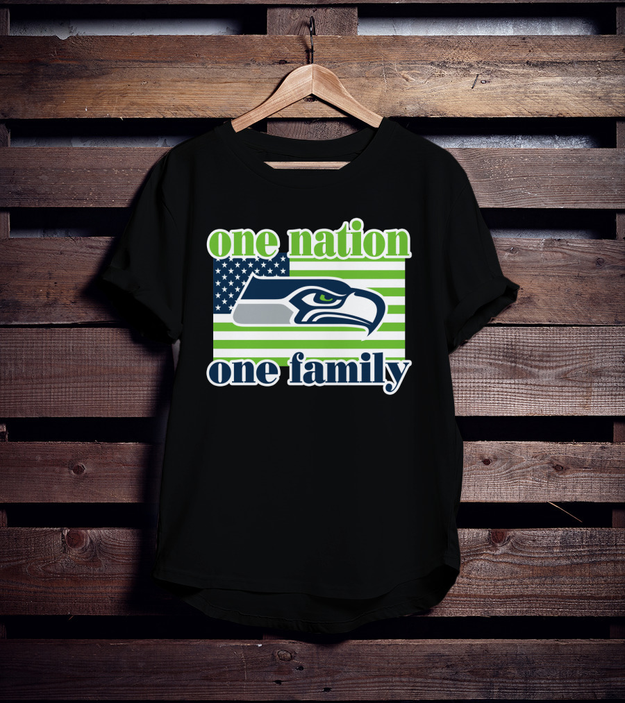 One Nation One Family Seattle Seahawks Flag T-Shirt