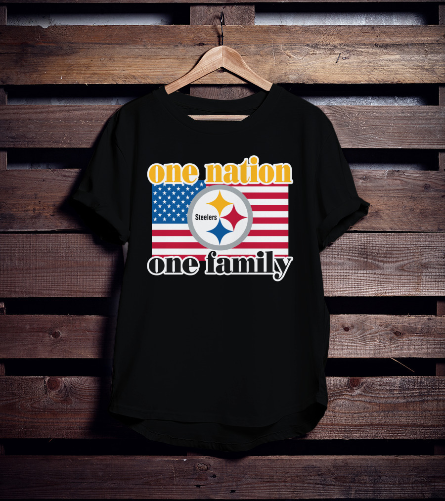 One Nation One Family Steelers American Flag T-Shirt
