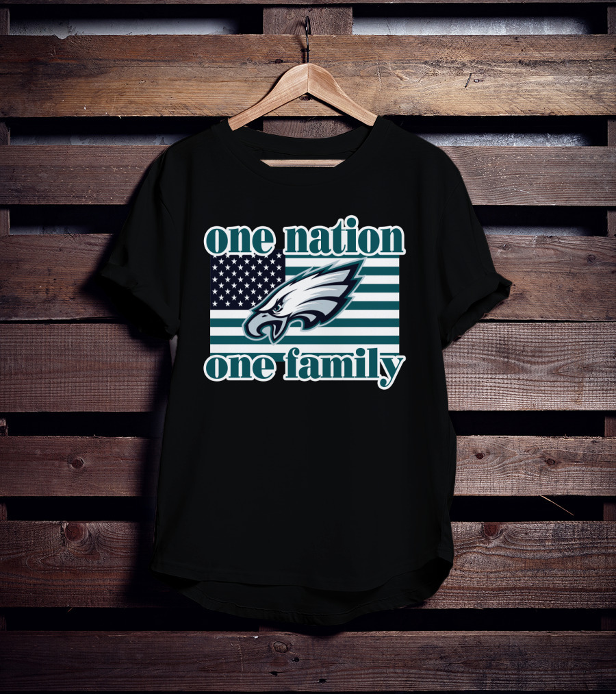 One Nation One Family Philadelphia Eagles Flag T-Shirt